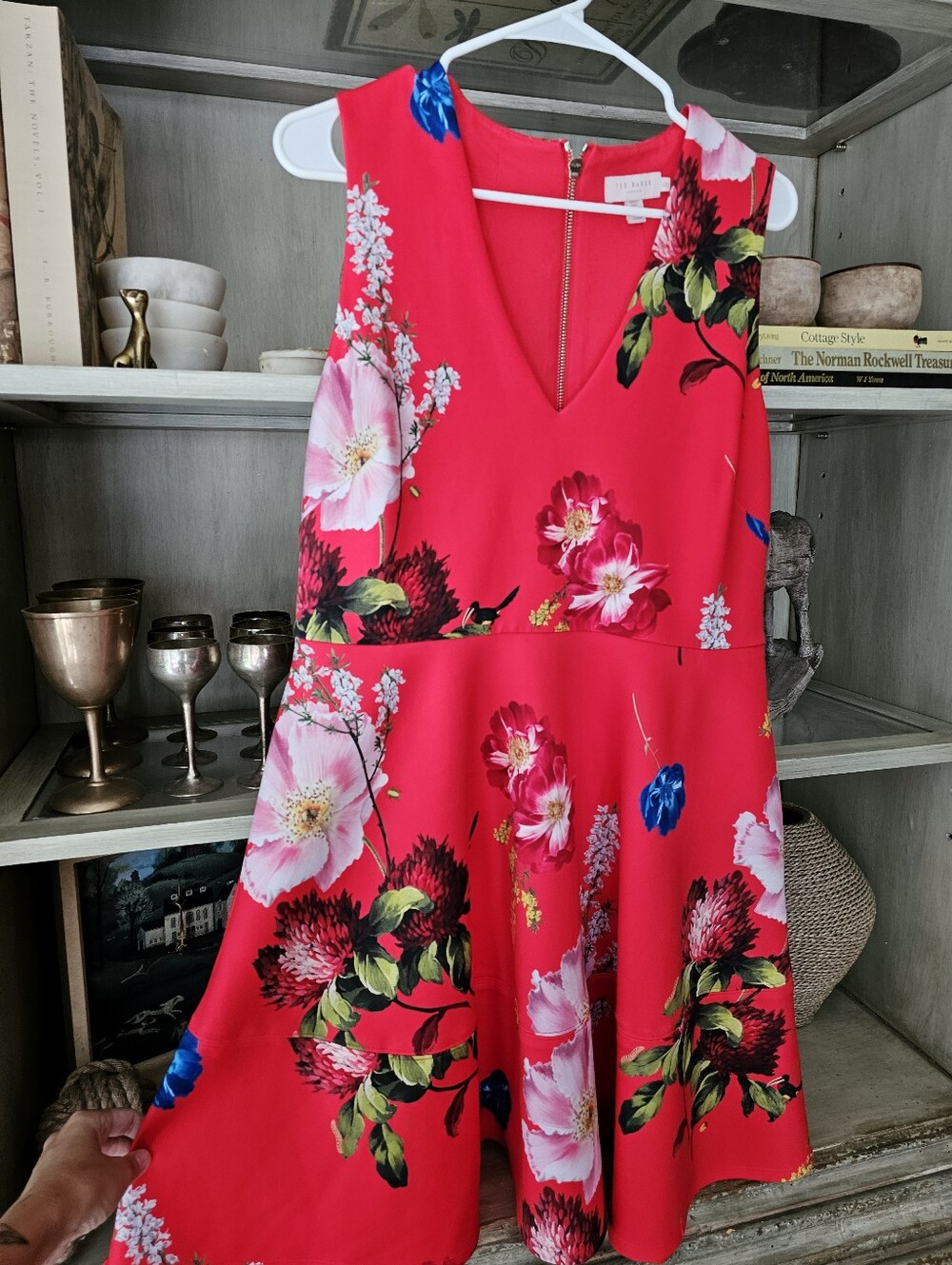 Ted Baker London Kinle Floral Skater Dress Berry Sundae Ted Size 5 = US 12 - Picture 6 of 14